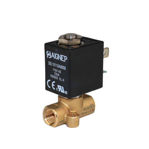 AIGNEP 01F02115V0N Solenoid Valve 1/8" NPTF 2/2 WAY Normally Closed (N.C)
