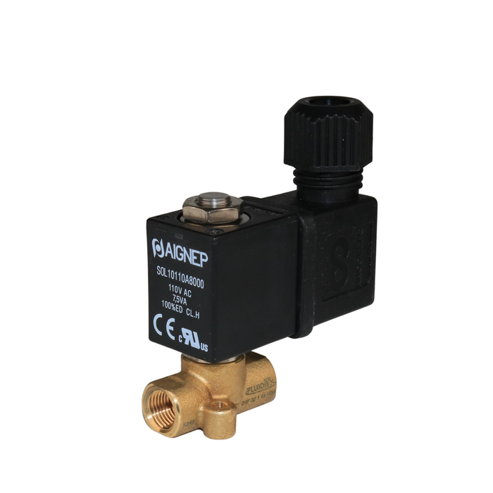 AIGNEP 01F02115V0N Solenoid Valve 1/8" NPTF 2/2 WAY Normally Closed (N.C)