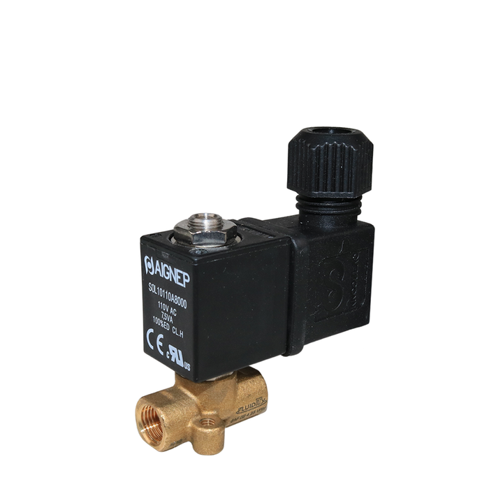 AIGNEP 01F02425V0N Solenoid Valve 1/8" NPTF 3/2 WAY Normally Open (N.O)