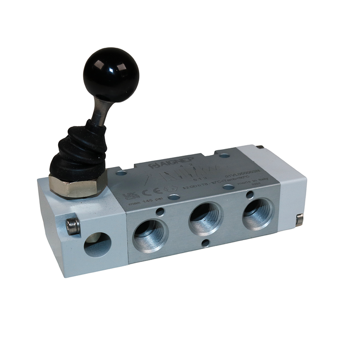 AIGNEP 01VL050003N 90˚ Monostable Spring Return Lever Valve 1/4" 5/2 WAY