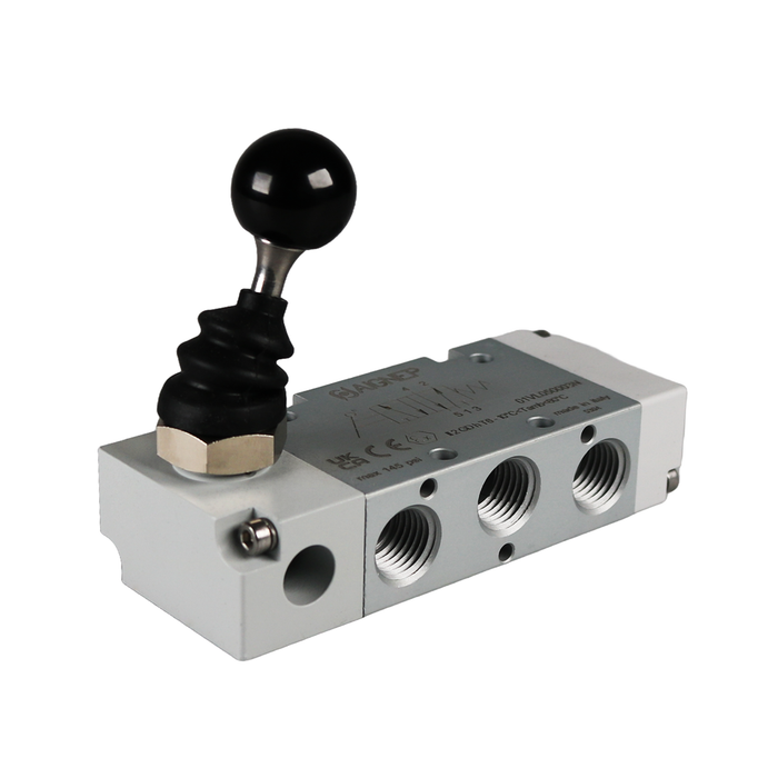 AIGNEP 01VL050003N 90˚ Monostable Spring Return Lever Valve 1/4" 5/2 WAY