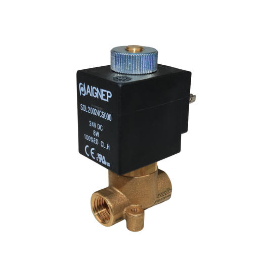 AIGNEP 02F03225V0N Solenoid Valve 1/4" NPTF 2/2 WAY Normally Open (N.O)