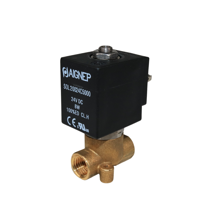 AIGNEP 02F03425V0N Solenoid Valve 1/4" NPTF 3/2 WAY Normally Open (N.O)