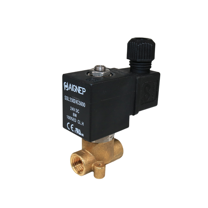 AIGNEP 02F03425V0N Solenoid Valve 1/4" NPTF 3/2 WAY Normally Open (N.O)