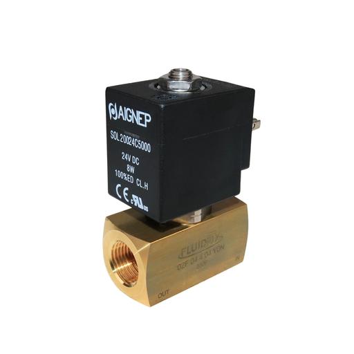 AIGNEP 02F04404V0N Solenoid Valve 3/8" NPTF 3/2 WAY Normally Open (N.O)