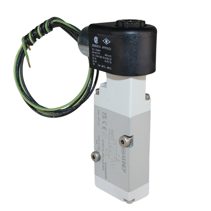 AIGNEP 08VS050003N Monostable Namur Explosion-Proof Solenoid Valve – ATEX 1/4" NPTF 5/2 WAY Normally Closed (N.C) HAZLOC Class 1 - Division 1