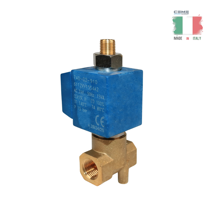 CEME 6112VV15S4A2 Solenoid Valve 1/4" G 3/2 WAY Normally Open (N.O) (24VAC 50Hz, Class H, ED100%)