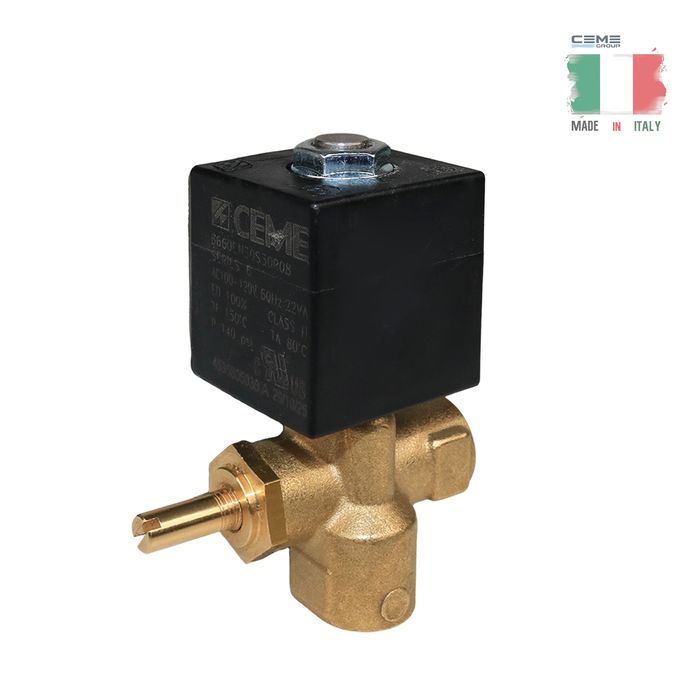 CEME 6660EN30S30R08 Solenoid Valve 1/4" G 2/2 WAY Normally Closed (N.C) (100-120VAC 60Hz)