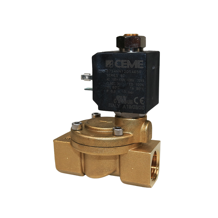 CEME 8724NN120S465R Solenoid Valve 1/2" NPT 2/2 WAY Normally Open (N.O) (100-120VAC 60Hz)