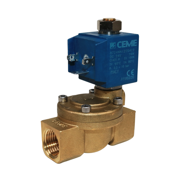 CEME 8724NN120S4C2 Solenoid Valve 1/2" NPT 2/2 WAY Normally Open (N.O) (24VDC)