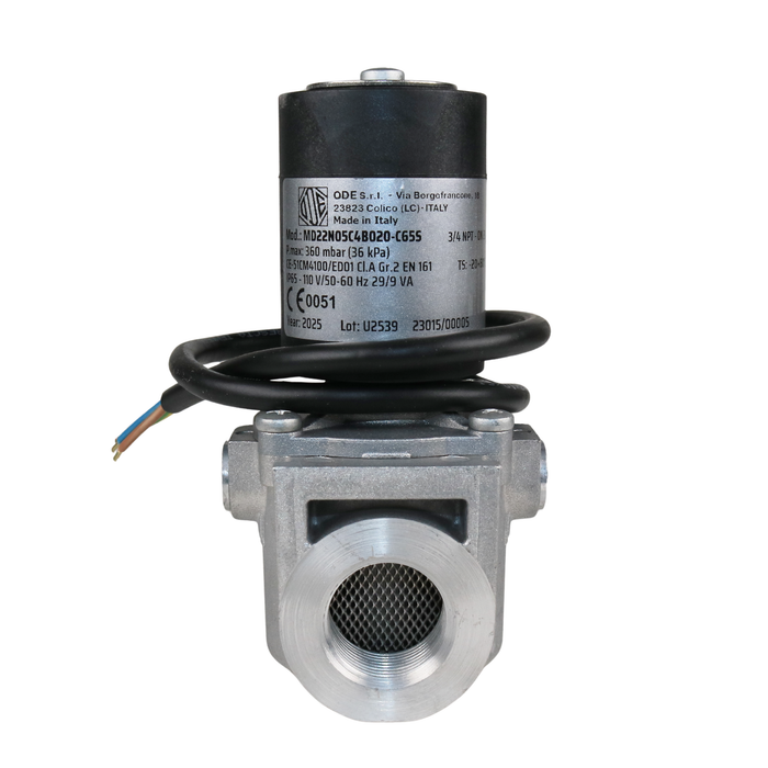 ODE MD22N05C4B020-C65S 110VAC Gas Shut-Off Solenoid Valve 3/4" NPT 2/2 WAY Normally Closed (N.C)