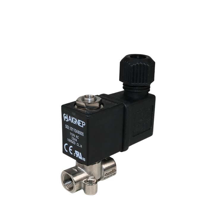 AIGNEP X1F02425V0N Solenoid Valve 1/8" NPTF 3/2 WAY Normally Open (N.O)