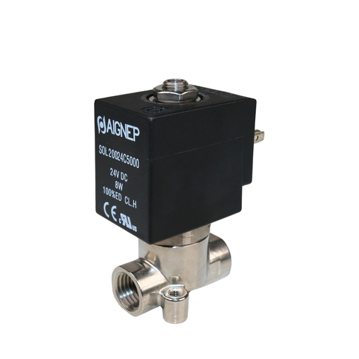 AIGNEP X2F03425V0N Solenoid Valve 1/4" NPTF 3/2 WAY Normally Open (N.O)
