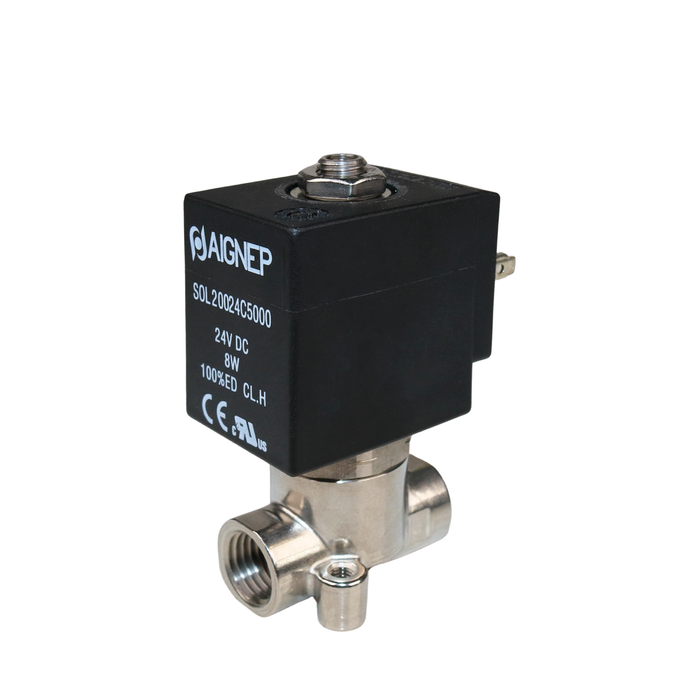 AIGNEP X2F03425V0N Solenoid Valve 1/4" NPTF 3/2 WAY Normally Open (N.O)
