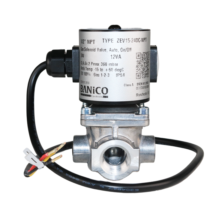 BANICO ZEV15-24VDC-NPT Gas Shut-Off Solenoid Valve 1/2" NPT 2/2 WAY Normally Closed (N.C)
