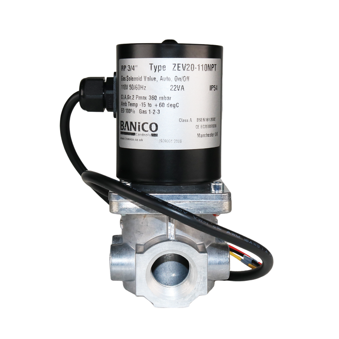 BANICO ZEV20-110VAC-NPT Gas Shut-Off Solenoid Valve 3/4" NPT 2/2 WAY Normally Closed (N.C)