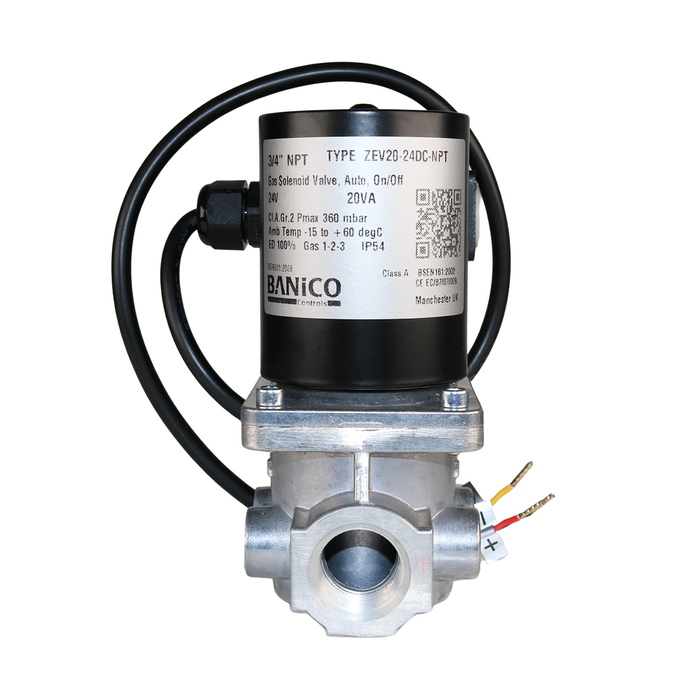 BANICO ZEV20-24VDC-NPT Gas Shut-Off Solenoid Valve 3/4" NPT 2/2 WAY Normally Closed (N.C)