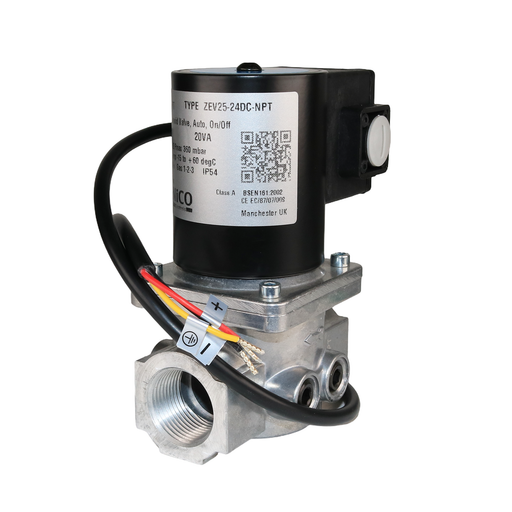 BANICO ZEV25-24VDC-NPT Gas Shut-Off Solenoid Valve 1" NPT 2/2 WAY Normally Closed (N.C)