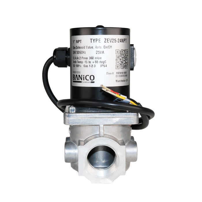 BANICO ZEV25-24VAC-NPT Gas Shut-Off Solenoid Valve 1" NPT 2/2 WAY Normally Closed (N.C)